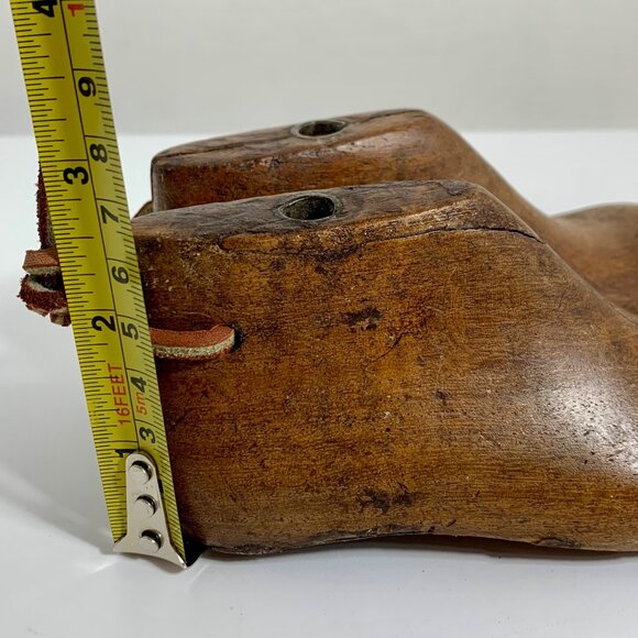 VTG Antique Toddler Wooden Shoe Last Pair, Leather Laces Metal Plates #4 - Picture 14 of 14